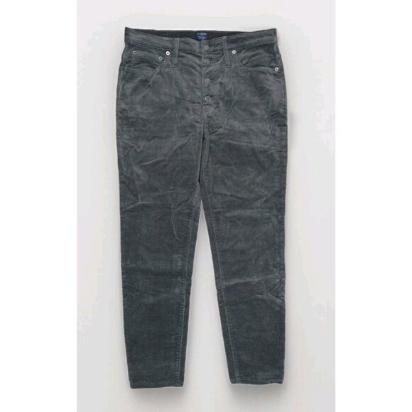 J Crew Women's 9" High Rise Skinny Fit Pants Gray Corduroy Button Fly Size 31 - Picture 1 of 12